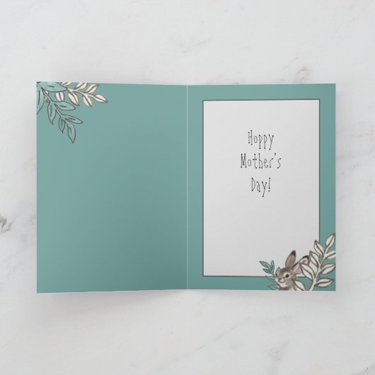 最高のバニーママかわいいウサギ文字の母の日  カード (内部)