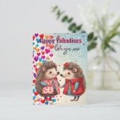 最高のバレンタイン，ハリネズミ，ボーイフレンド，ガールフレンド ポストカード (スタンド正面)