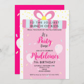 最高のバンチピンクの女おもしろいの子の誕生日パーティー 招待状 (正面/裏面)