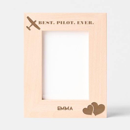 最高のパイロットエバー航空&ハートシンプルカスタム レーザー彫刻フレーム (正面)