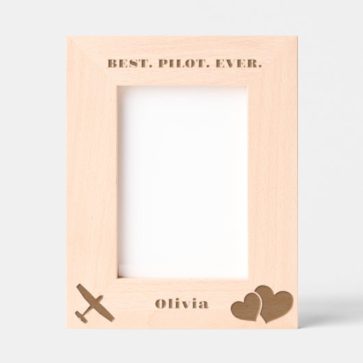 最高のパイロットエバー航空&ハートシンプルカスタム レーザー彫刻フレーム (正面)