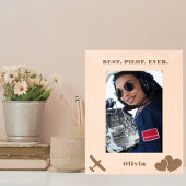 最高のパイロットエバー航空&ハートシンプルカスタム レーザー彫刻フレーム