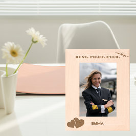 最高のパイロットエバー航空&ハートシンプルカスタム レーザー彫刻フレーム