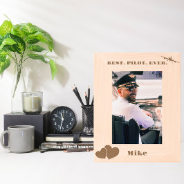 最高のパイロットエバー航空&ハートシンプルカスタム レーザー彫刻フレーム