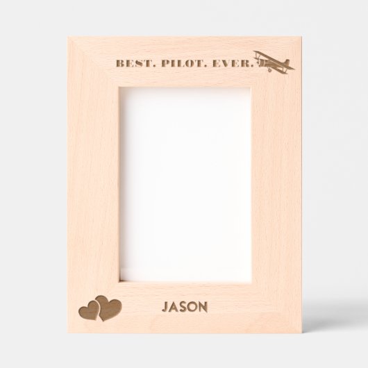 最高のパイロットエバー航空&ハートシンプルカスタム レーザー彫刻フレーム (正面)