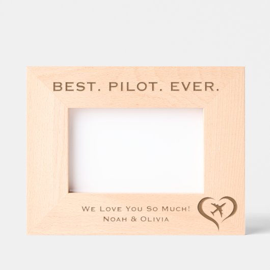 最高のパイロット、シンプル木製写真パーソナライズされた、 レーザー彫刻フレーム (正面)