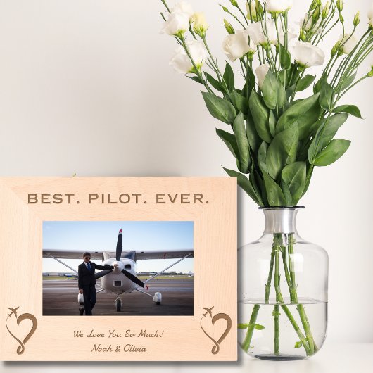 最高のパイロット、シンプル木製写真パーソナライズされた、 レーザー彫刻フレーム