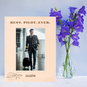 最高のパイロットEver & Airplane Clouds，航空カスタム レーザー彫刻フレーム