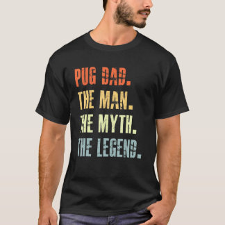最高のパグお父さん犬動物かわいい男の伝説 Tシャツ