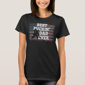 最高のパッキンのパパはアメリカ国旗のホッケーG Tシャツ