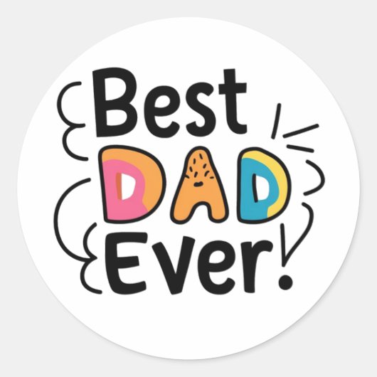 最高のパパあり。父の日 ラウンドシール (正面)