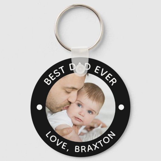 最高のパパがカラーパーソナライズされたを撮影 キーホルダー (正面)