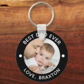 最高のパパがカラーパーソナライズされたを撮影 キーホルダー (正面)