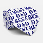 最高のパパとフラグ青文字 ネクタイ (ロール)