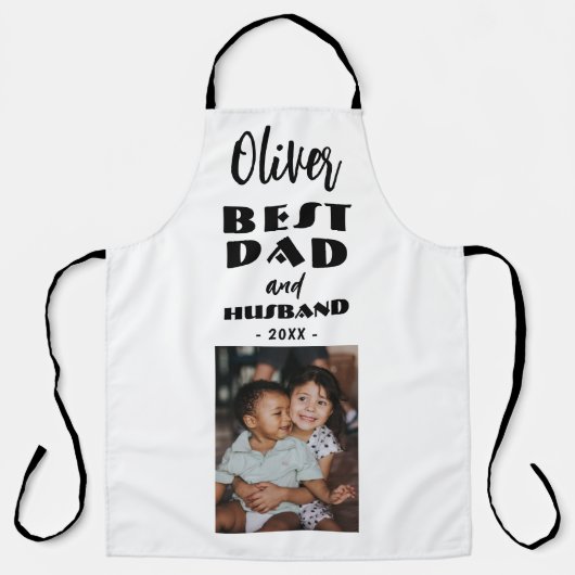 最高のパパと夫の家族フォトキープサケ エプロン (正面)