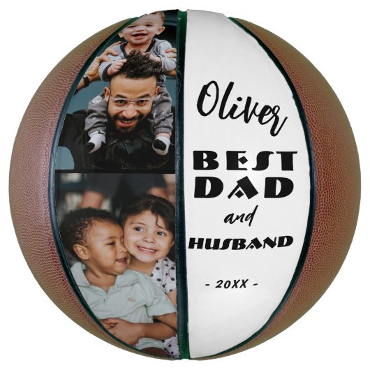 最高のパパと夫の父の2枚の写真 バスケットボール (縦)