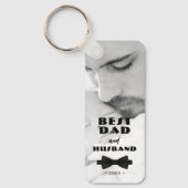 最高のパパと夫の黒いタイの写真エレガント キーホルダー (正面)