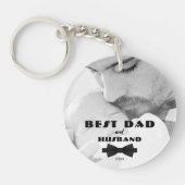 最高のパパと夫の黒いタイの写真エレガント キーホルダー (正面)