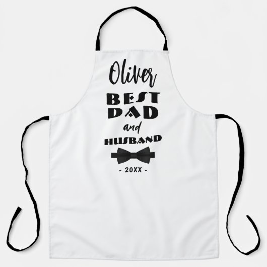 最高のパパと夫ブラックタイエレガント エプロン (正面)