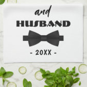 最高のパパと夫ブラックタイエレガント キッチンタオル (折り畳み)