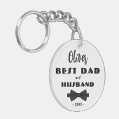最高のパパと夫ブラックタイエレガント キーホルダー (正面左)