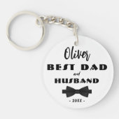 最高のパパと夫ブラックタイエレガント キーホルダー (正面)