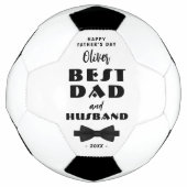 最高のパパと夫ブラックタイエレガント サッカーボール (正面)