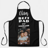 最高のパパと夫家フォトキープサキーブラック エプロン (正面)