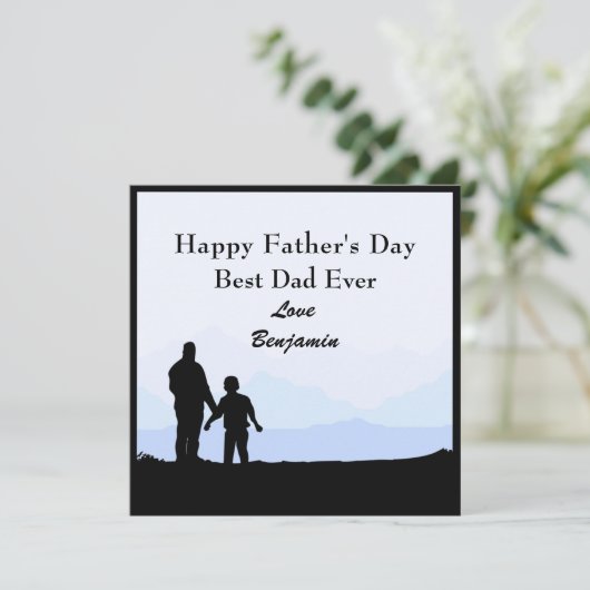 最高のパパと息子シルエット名父のデイカード 招待状 (スタンド正面)