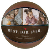 最高のパパのコラージュ名パーソナライズされた バスケットボール (正面)