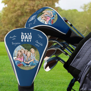 最高のパパのサイン入りフォトブルー ゴルフヘッドカバー
