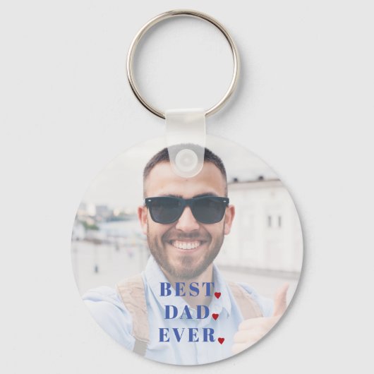 最高のパパのタイポグラフィ写真overaly keychain キーホルダー (正面)
