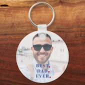 最高のパパのタイポグラフィ写真overaly keychain キーホルダー (正面)