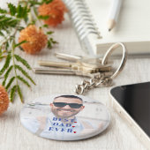最高のパパのタイポグラフィ写真overaly keychain キーホルダー (側面)