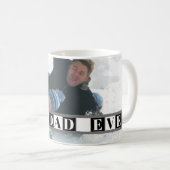 最高のパパのタイポグラフィ黒、白ブロック写真 コーヒーマグカップ (正面右)