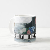 最高のパパのタイポグラフィ黒、白ブロック写真 コーヒーマグカップ (正面左)