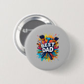 最高のパパのデザイン – 父親カラフルのためのツール 缶バッジ (正面&裏面)