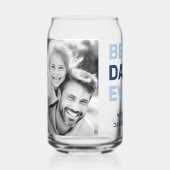 最高のパパのハートブルーの父の日の写真 ガラス缶 (正面)