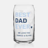 最高のパパのハートブルーの父の日の写真 ガラス缶 (左)