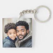 最高のパパのハートブルーの父の日の写真 キーホルダー (裏面)