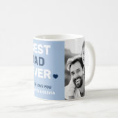 最高のパパのハートブルーの父の日の写真 コーヒーマグカップ (正面右)