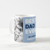 最高のパパのハートブルーの父の日の写真 コーヒーマグカップ (正面左)