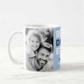 最高のパパのハートブルーの父の日の写真 コーヒーマグカップ (左)