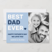 最高のパパのハートブルーの父の日の写真 シーズンカード (正面)
