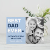 最高のパパのハートブルーの父の日の写真 シーズンカード (スタンド正面)
