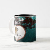 最高のパパのハート写真ラスティティール(緑がかった色)アクアミートアル ツートーンマグカップ (正面左)