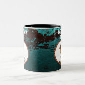 最高のパパのハート写真ラスティティール(緑がかった色)アクアミートアル ツートーンマグカップ (中央)