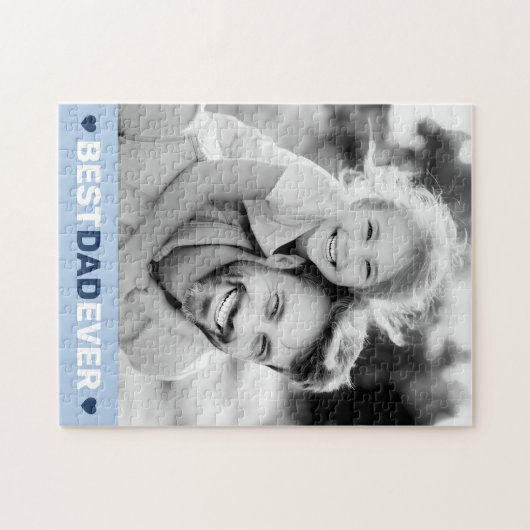 最高のパパのハート青い父の日 ジグソーパズル (横)