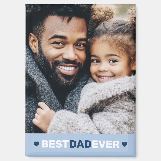 最高のパパのハート青い父の日 マグネット (正面)