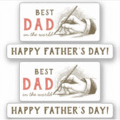 最高のパパのヴィンテージを持つ男性の手 シール (正面)